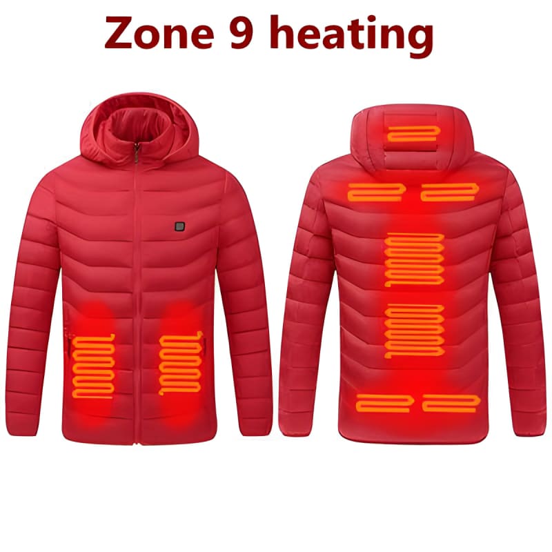 Mens Winter Warm USB Heated Jacket Waterproof 9 Areas