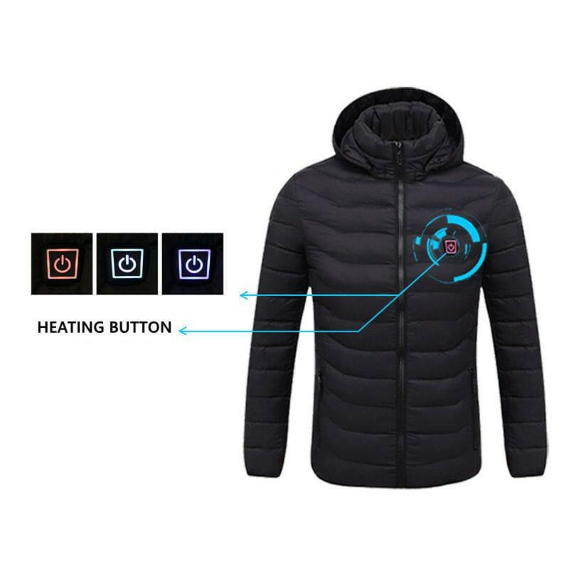 Mens Winter Warm USB Heated Jacket Waterproof