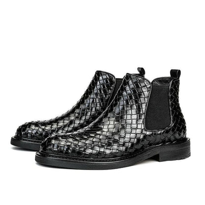 Men’s Woven Pattern Short Boots for Stylish Appeal