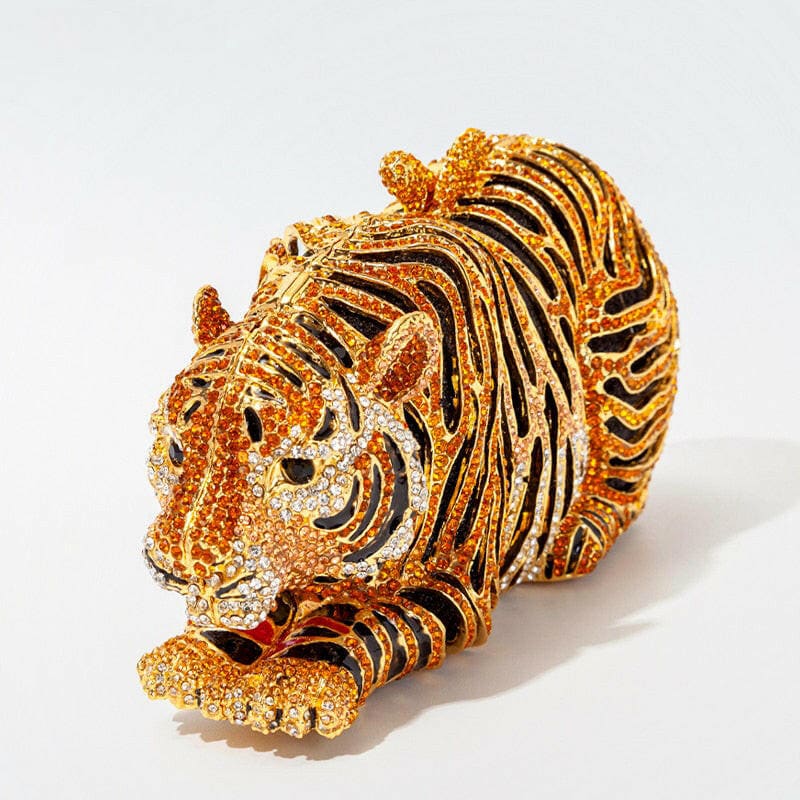 Metal Bling RhinestoneTiger Evening Luxury Clutch Bag