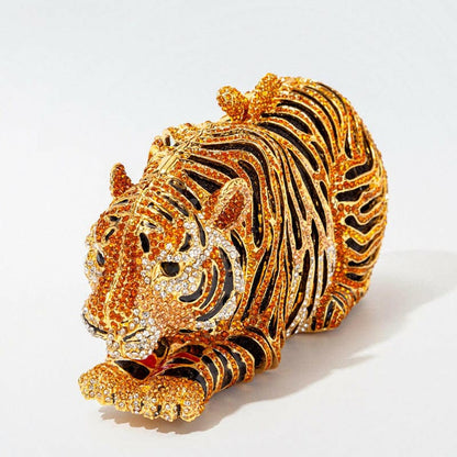 Metal Bling RhinestoneTiger Evening Luxury Clutch Bag