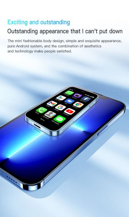 Sleek smartphone with a glowing blue edge and app icons displayed on its screen.