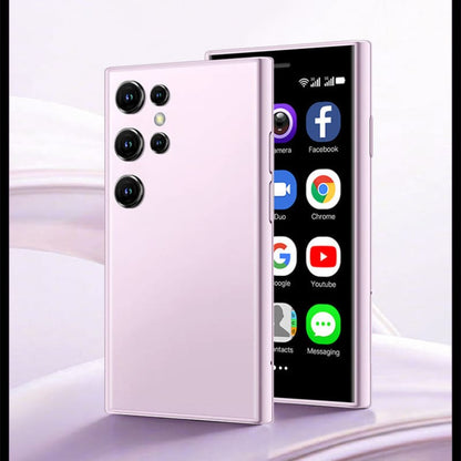 Sleek smartphone with multiple rear cameras and a screen displaying app icons.