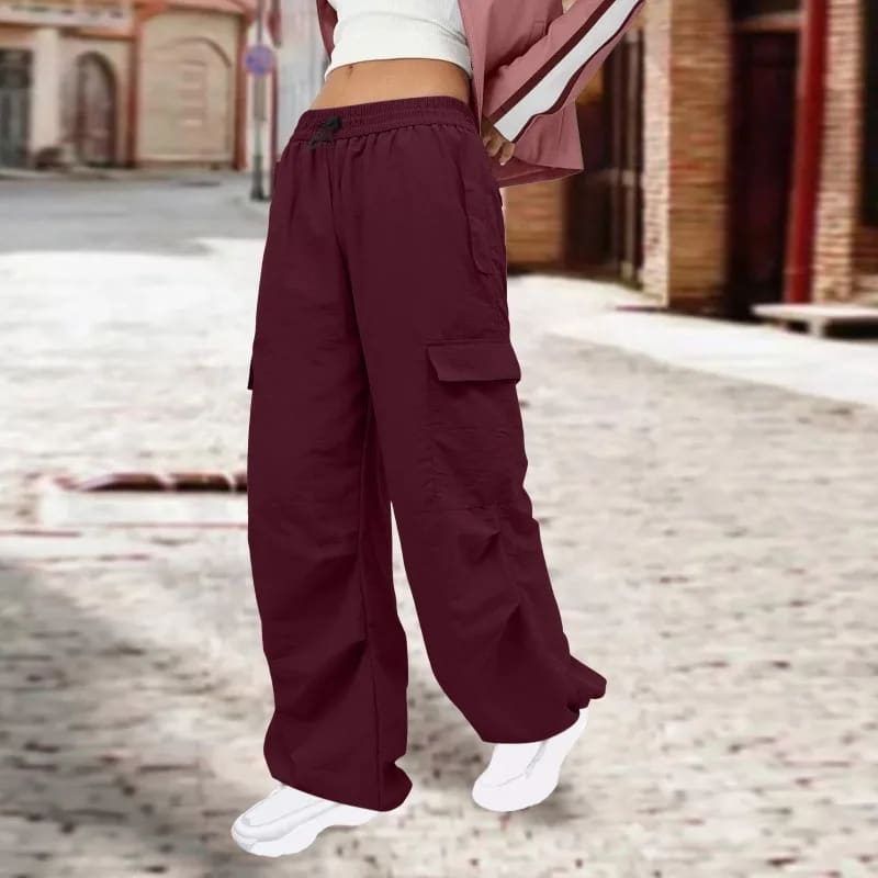 Multi Pocket Cargohose Damen Hohe Taille Locker Lässig