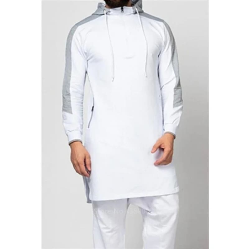 Muslim Arabic Islamic Long Hoodies for Comfort White / S