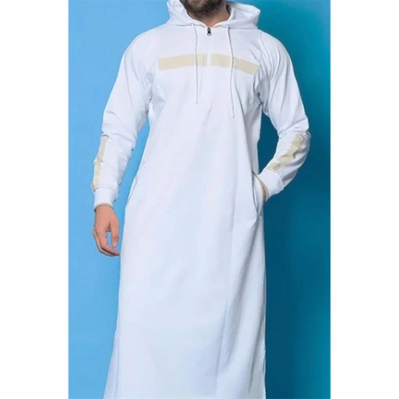 Mens Hooded Thobe Jubba Casual Long Sleeve Sweatshirt