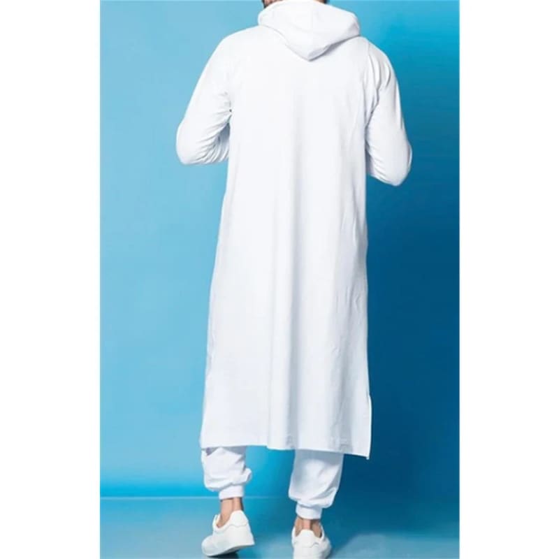 Mens Hooded Thobe Jubba Casual Long Sleeve Sweatshirt