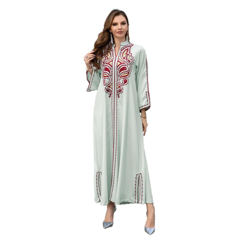 Muslim Middle East Embroidery Dress for Elegant Style Light