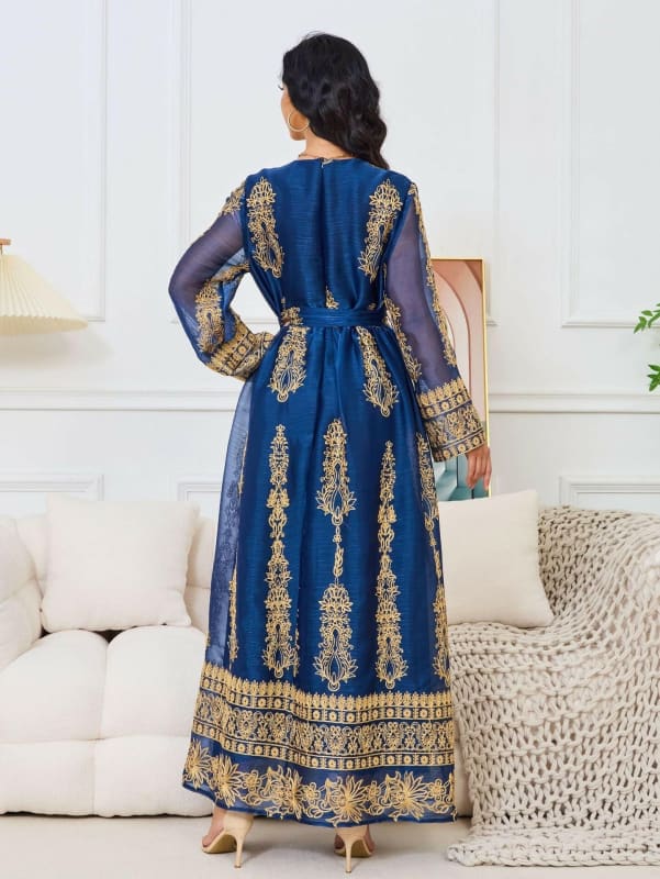 Muslim Womens Embroidered Flower Shaped Dress