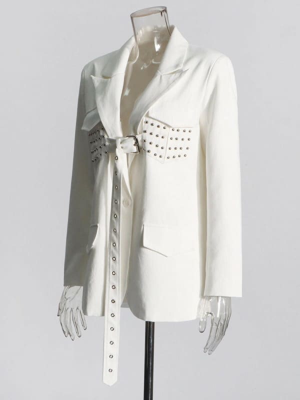 New Design White Long Sleeve Suit Coat for Women