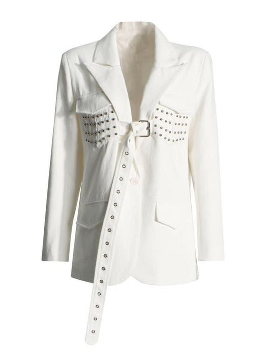 New Design White Long Sleeve Suit Coat for Women