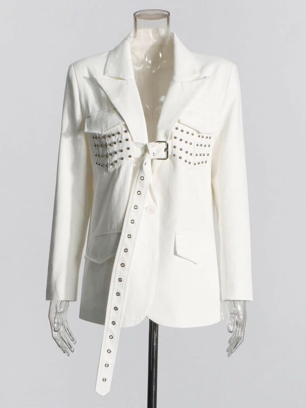 New Design White Long Sleeve Suit Coat for Women