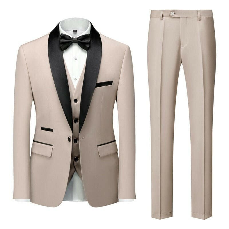 New Grooms Men Wedding Shawl Lapel Tuxedos apricot / S