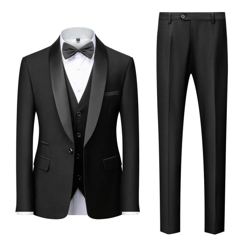 New Grooms Men Wedding Shawl Lapel Tuxedos black / S