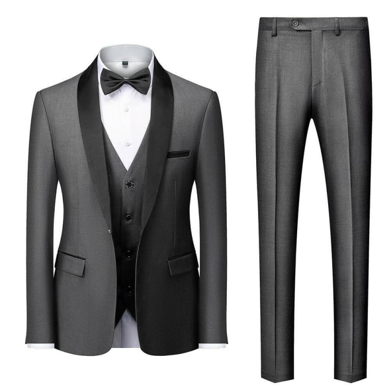 New Grooms Men Wedding Shawl Lapel Tuxedos gray / S