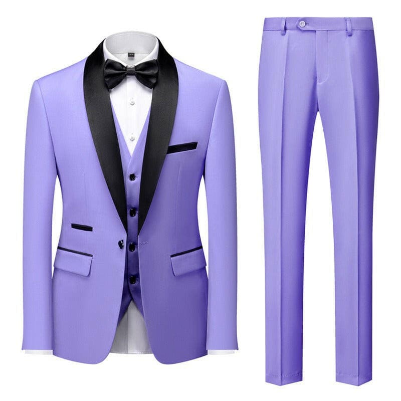 New Grooms Men Wedding Shawl Lapel Tuxedos purple / S