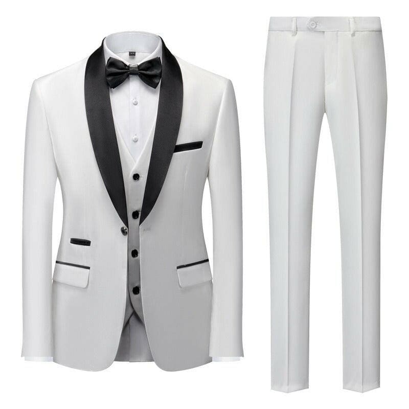 New Grooms Men Wedding Shawl Lapel Tuxedos white / S