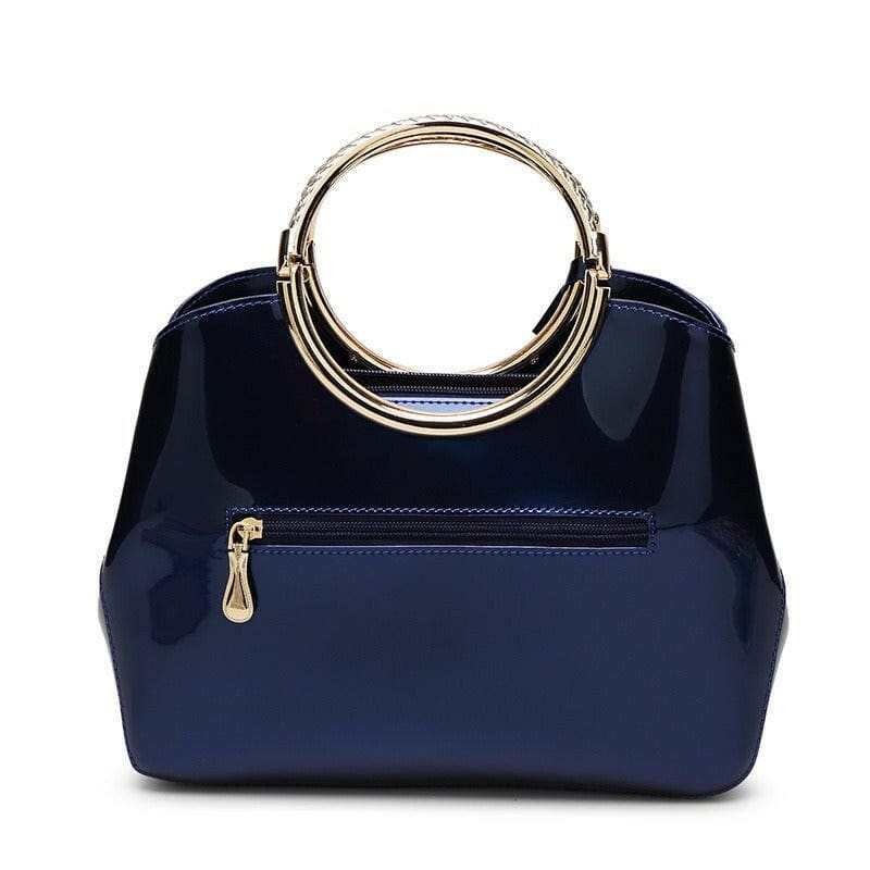 One-Shoulder Wedding Bag Metal Handle Crossbody Handbag Blue