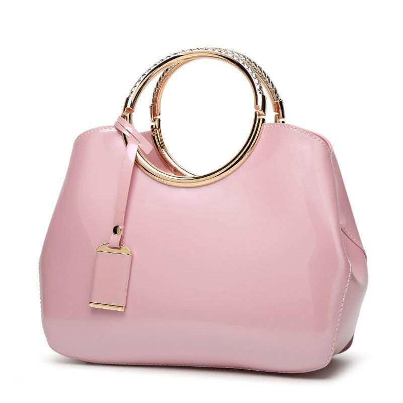 One-Shoulder Wedding Bag Metal Handle Crossbody Handbag Pink