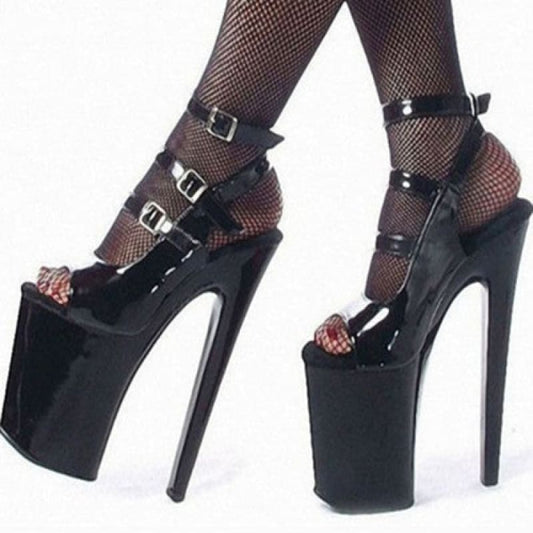 Black Patent Platform Shoes in Plus Sizes | 20cm Extreme