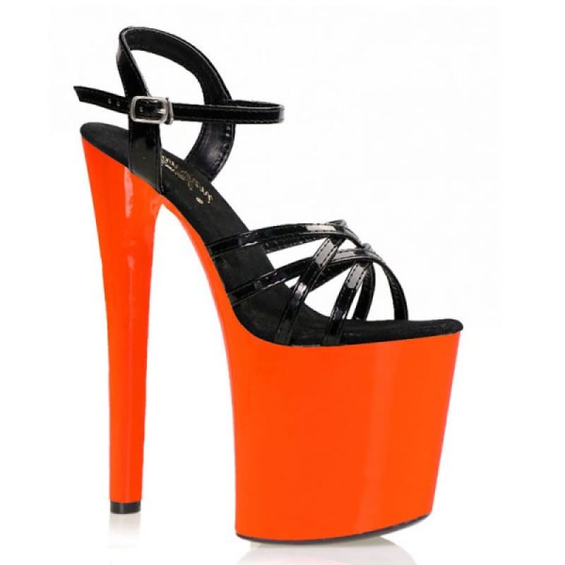 Strappy Platform Sandals with 20cm High Heel Orange / 5