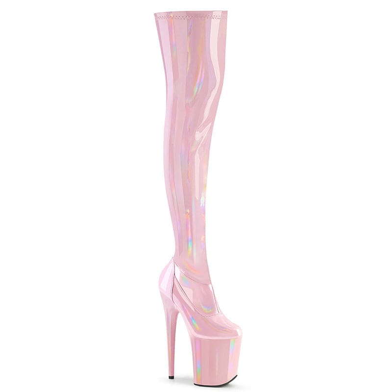 Plus Size Patent Leather High Heel Thigh Length Round Toe