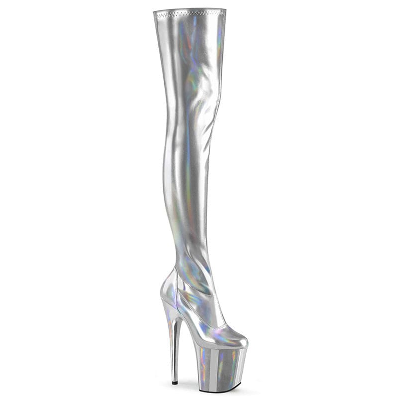 Plus Size Patent Leather High Heel Thigh Length Round Toe