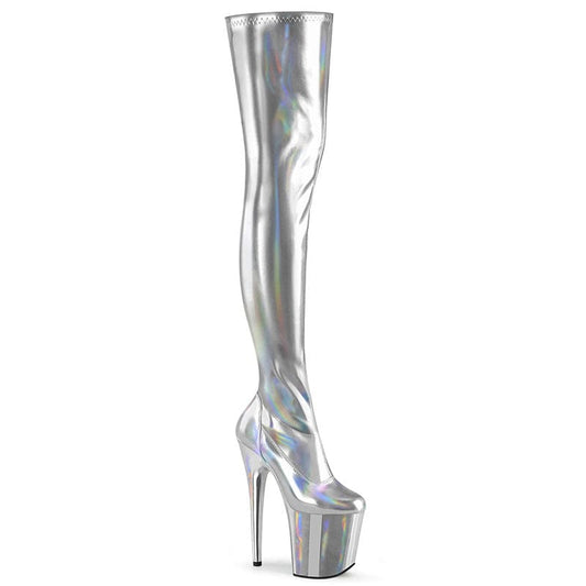 Plus Size Patent Leather High Heel Thigh Length Round Toe