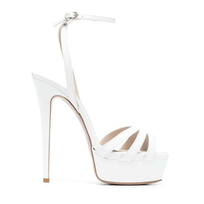 Plus Size Platform Sandals with Ankle Buckle Slim Heels