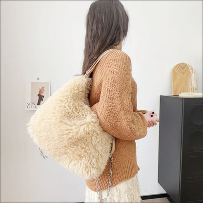 Plush Large Capacity Shoulder Bag for Everyday Style