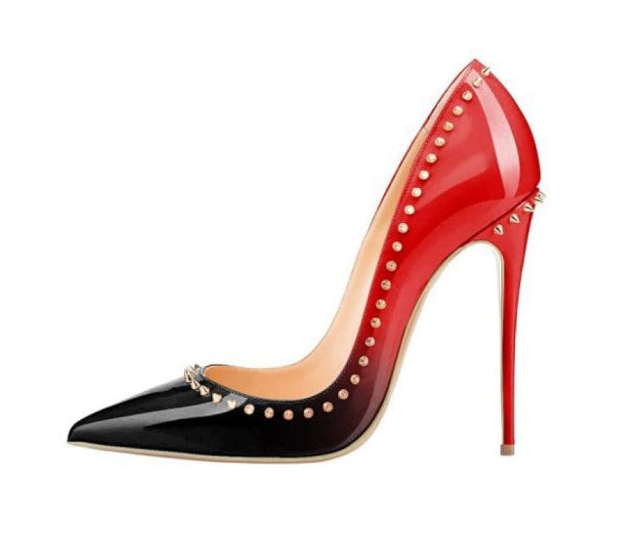 Pointed Toe Studded High Heel Unisex Pumps Black gradually