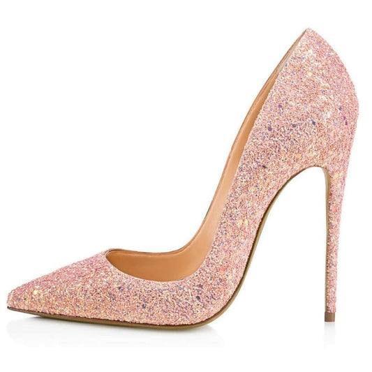 High Heel Glittered Wedding and Prom Shoes for All pink / 34