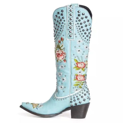 Pointed Toe Women’s Ethnic Style Embroidered Boots