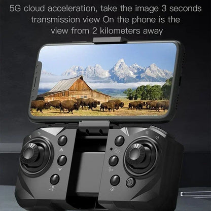 Game controller with a smartphone displaying a scenic landscape of bison and mountains.