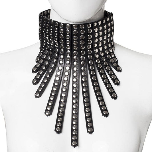 Punk Leather Studded Collar Punk Rivets - Pleasures and Sins