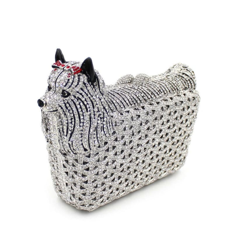 Puppy Shaped Rhinestone Bag Crystal Dinner Bag