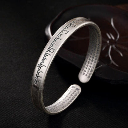 Pure Silver Six Word Mantra Buddhist Bracelet