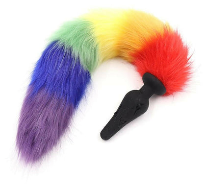 Rainbow Pride Faux Fox Tail Butt Plug - Ultimate Stimulation