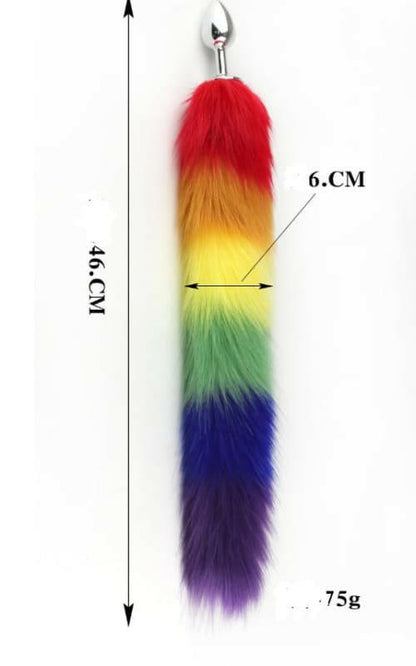 Rainbow Pride Faux Fox Tail Butt Plug - Ultimate Stimulation