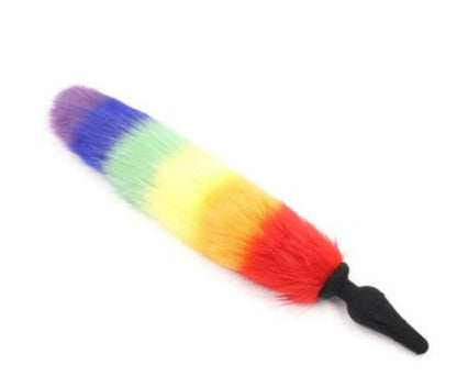 Rainbow Pride Faux Fox Tail Butt Plug - Ultimate Stimulation