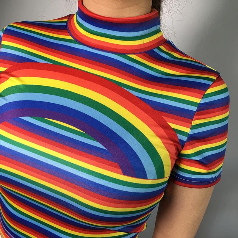 Rainbow Tutleneck Pride Top - Ladies