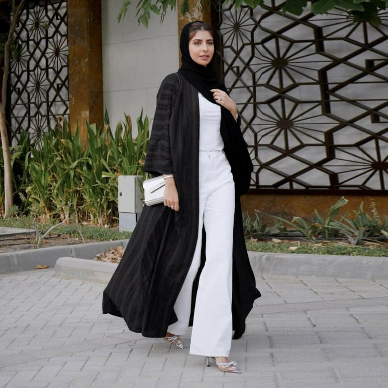 Ramadan Eid Djellaba Abaya Long Sleeve Muslim Dress black