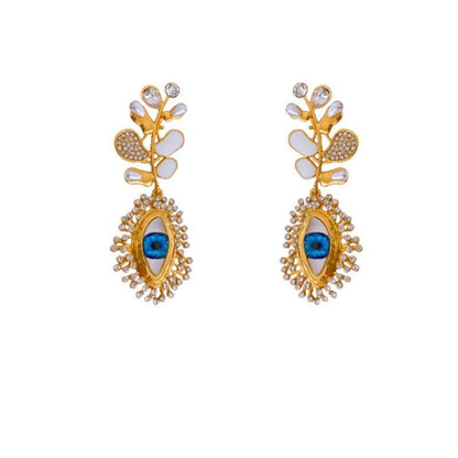 Retro High-End Diamante Evil Eye Earrings Online