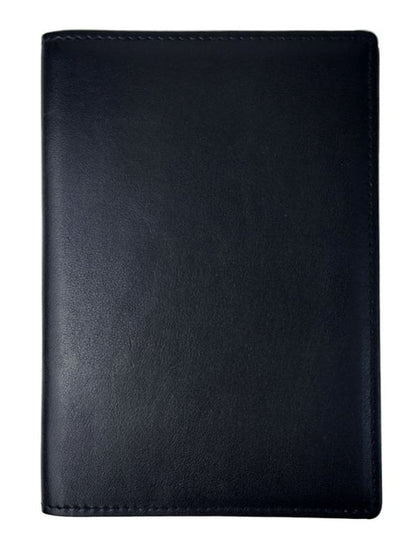 Black leather passport cover or document holder.