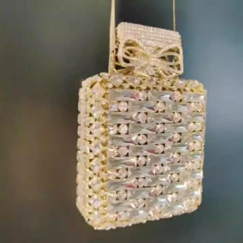 Rhinestone Bag Perfume Bottle Shape with Crystal