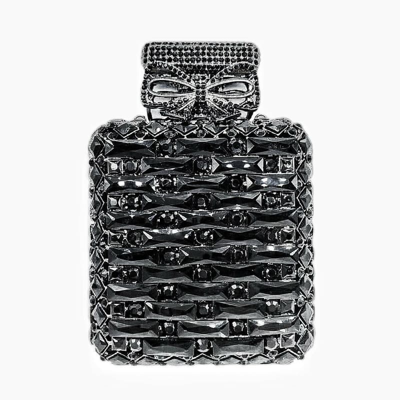 Rhinestone Bag Perfume Bottle Shape with Crystal black