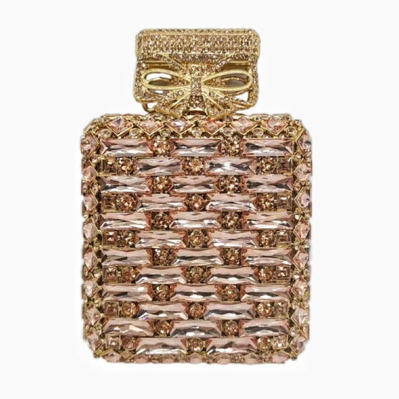 Rhinestone Bag Perfume Bottle Shape with Crystal Champagne