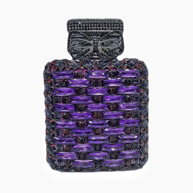 Rhinestone Bag Perfume Bottle Shape with Crystal dark purple