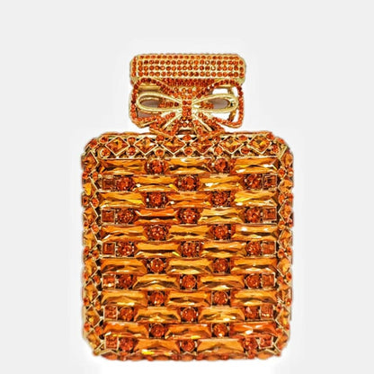 Rhinestone Bag Perfume Bottle Shape with Crystal orange