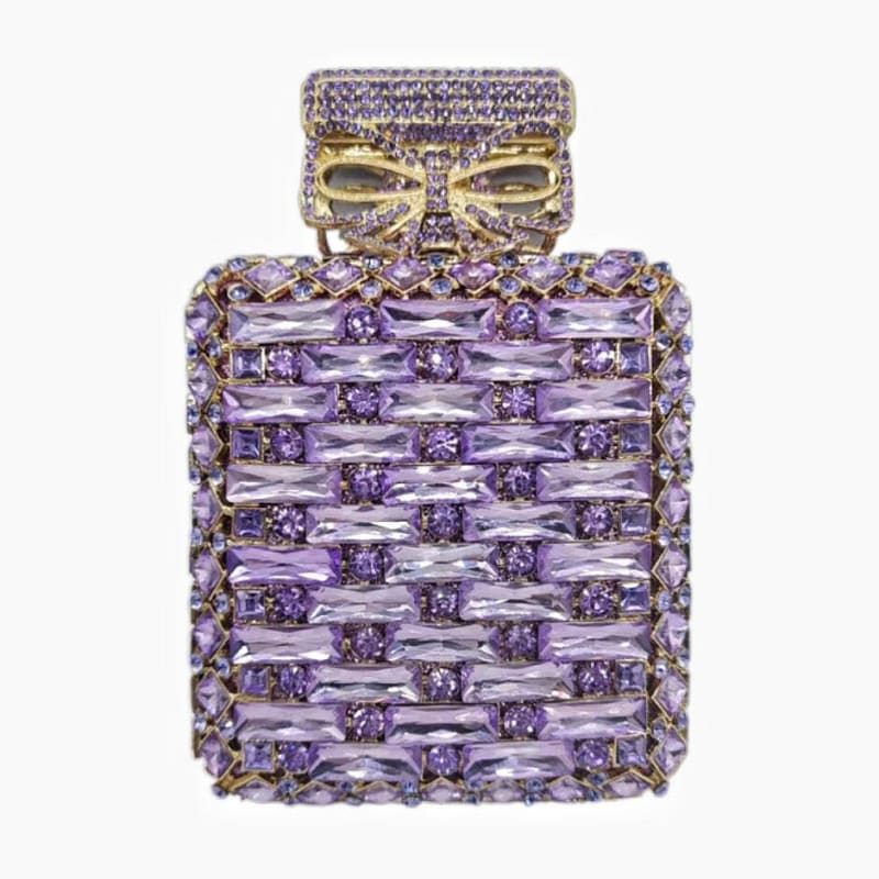 Rhinestone Bag Perfume Bottle Shape with Crystal purple